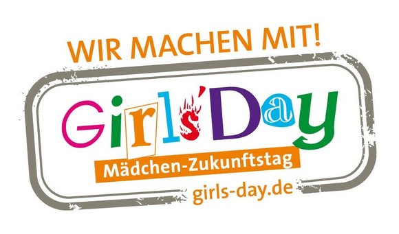 Logo "Wir machen mit! Girls' Day, Mädchen-Zukunftstag, girls-day.de"